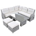 Beige Outdoor Patio Rattan Furniture Set with Adjustable Table, Recliners, Side Tables, and Ottomans Default -DTYStore