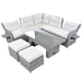 Beige Outdoor Patio Rattan Furniture Set with Adjustable Table, Recliners, Side Tables, and Ottomans Default -DTYStore