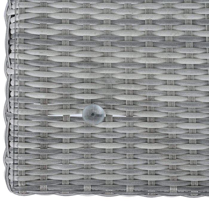 Beige Outdoor Patio Rattan Furniture Set with Adjustable Table, Recliners, Side Tables, and Ottomans Default -DTYStore