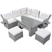 Beige Outdoor Patio Rattan Furniture Set with Adjustable Table, Recliners, Side Tables, and Ottomans Default -DTYStore