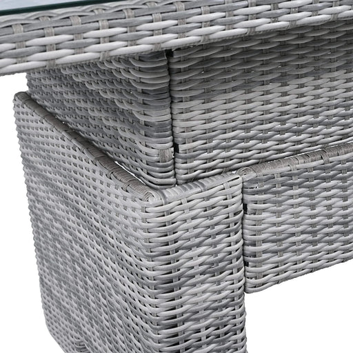 Beige Outdoor Patio Rattan Furniture Set with Adjustable Table, Recliners, Side Tables, and Ottomans Default -DTYStore