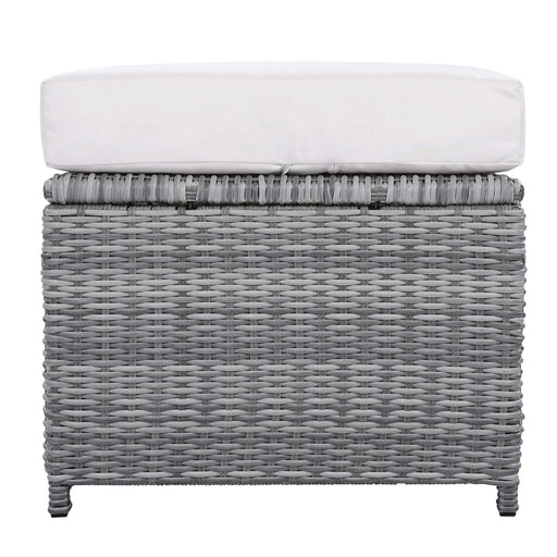 Beige Outdoor Patio Rattan Furniture Set with Adjustable Table, Recliners, Side Tables, and Ottomans Default -DTYStore