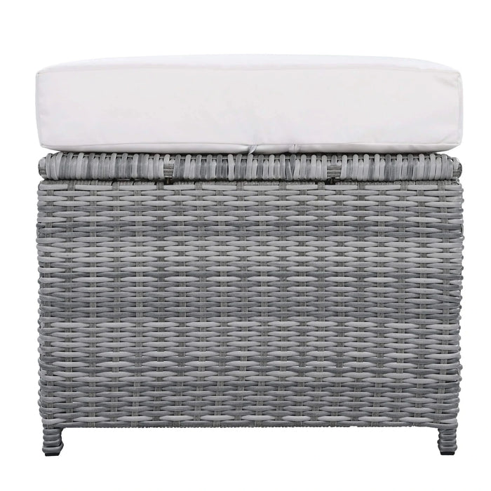 Beige Outdoor Patio Rattan Furniture Set with Adjustable Table, Recliners, Side Tables, and Ottomans Default -DTYStore