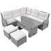 Beige Outdoor Patio Rattan Furniture Set with Adjustable Table, Recliners, Side Tables, and Ottomans Default -DTYStore