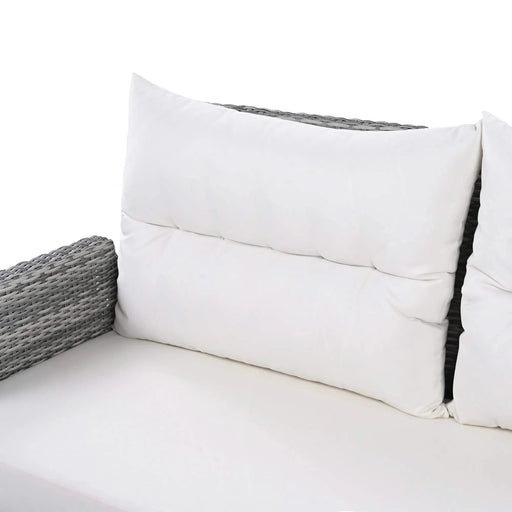 Beige Outdoor Patio Rattan Furniture Set with Adjustable Table, Recliners, Side Tables, and Ottomans Default -DTYStore