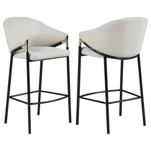 Beige and Glossy Black Sloped Arm Bar Stools (Set of 2) Default -DTYStore