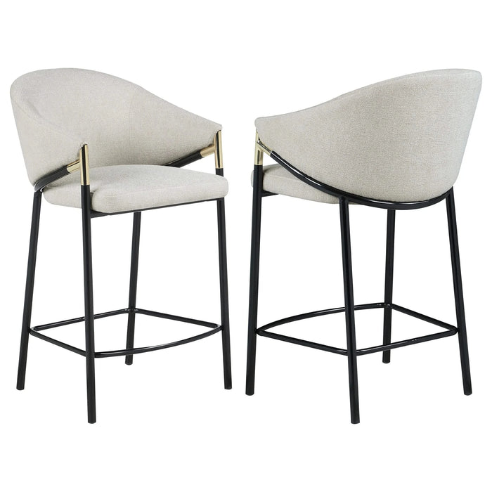 Beige and Glossy Black Sloped Arm Counter Height Stools (Set of 2) Default -DTYStore