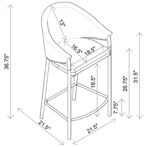 Beige and Glossy Black Sloped Arm Counter Height Stools (Set of 2) Default -DTYStore