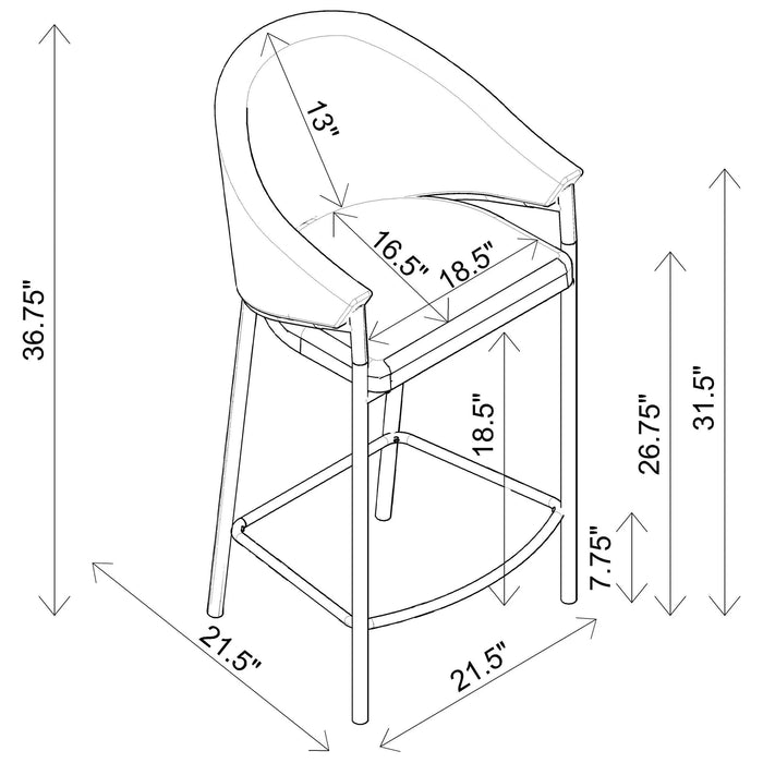 Beige and Glossy Black Sloped Arm Counter Height Stools (Set of 2) Default -DTYStore