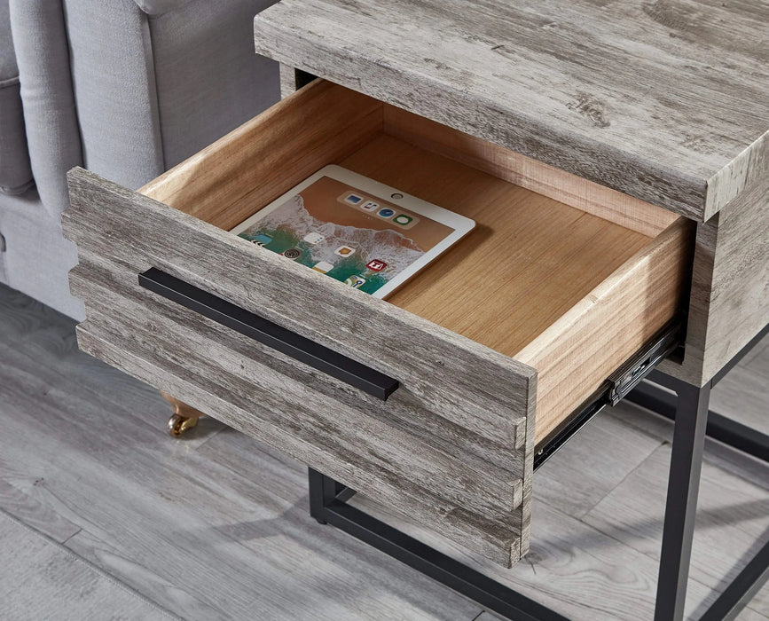 Belize 3-Piece Upholstered Bedroom Set, Tufted Wingback Bed with Two Gray Nightstands Default -DTYStore