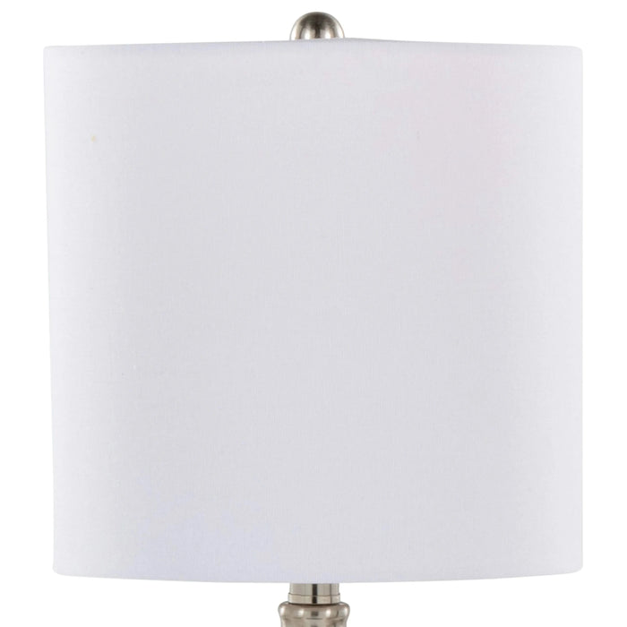 Belle 20' Contemporary Glass Accent Lamp in Clear Sapphire Blue Seeded Glass, Brushed Nickel and White Linen Shade from Grandview Gallery by LumiSource - Set of 2 Default -DTYStore