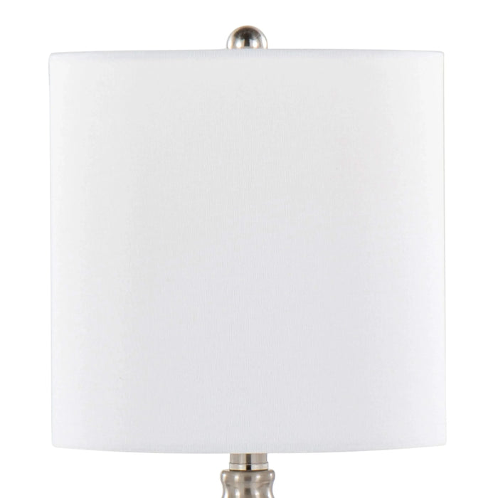 Belle 20' Contemporary Glass Accent Lamp in Clear Wrinkle Glass, Brushed Nickel and White Linen Shade from Grandview Gallery by LumiSource - Set of 2 Default -DTYStore