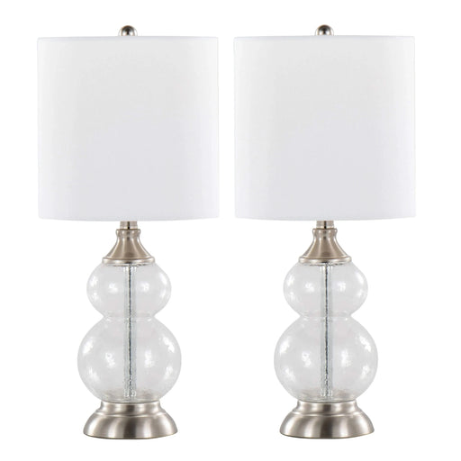 Belle 20' Contemporary Glass Accent Lamp in Clear Wrinkle Glass, Brushed Nickel and White Linen Shade from Grandview Gallery by LumiSource - Set of 2 Default -DTYStore