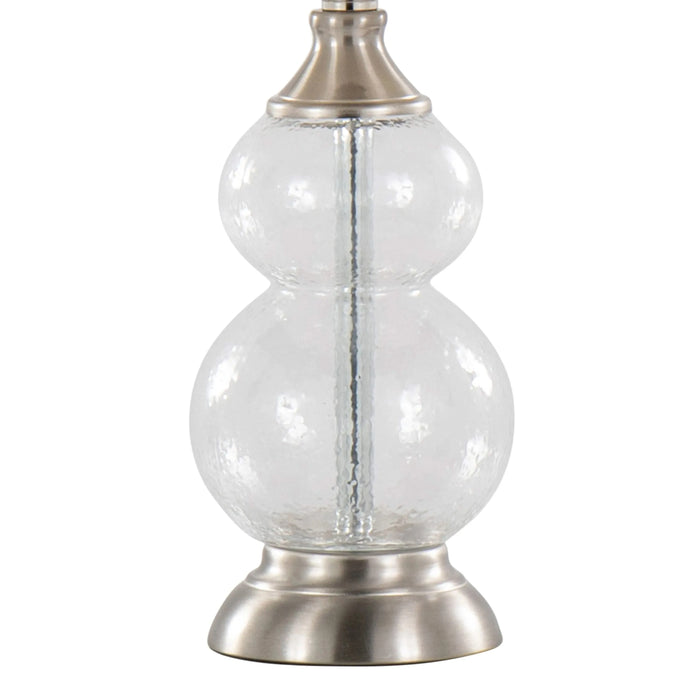 Belle 20' Contemporary Glass Accent Lamp in Clear Wrinkle Glass, Brushed Nickel and White Linen Shade from Grandview Gallery by LumiSource - Set of 2 Default -DTYStore
