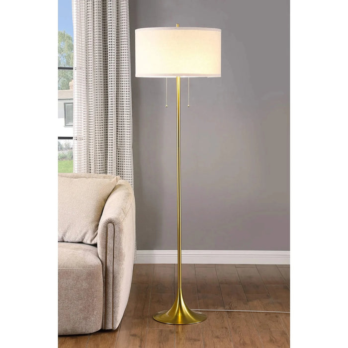 Bellflower Gold 65-inch Drum Shade Metal Floor Lamp Default -DTYStore