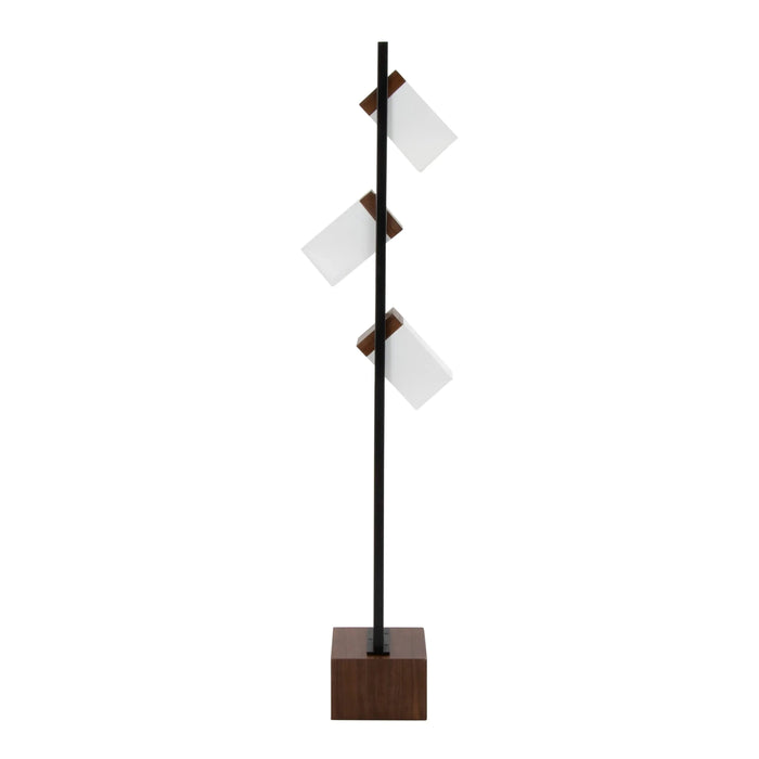 Bento 67.5' Contemporary Metal Floor Lamp in Black Metal and Walnut Wood with White Shade by LumiSource Default -DTYStore