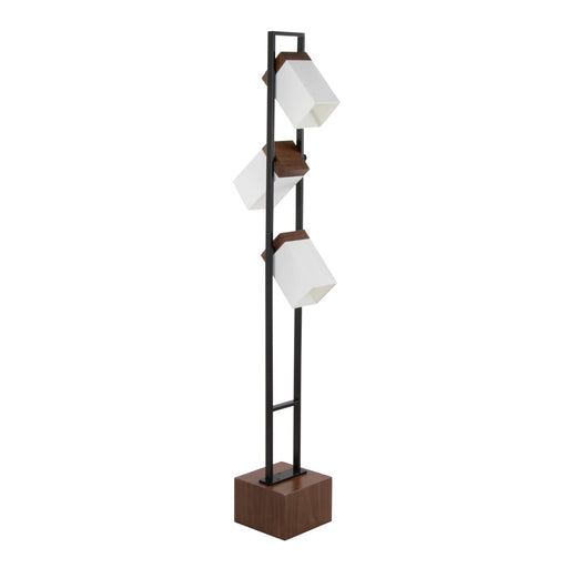 Bento 67.5' Contemporary Metal Floor Lamp in Black Metal and Walnut Wood with White Shade by LumiSource Default -DTYStore