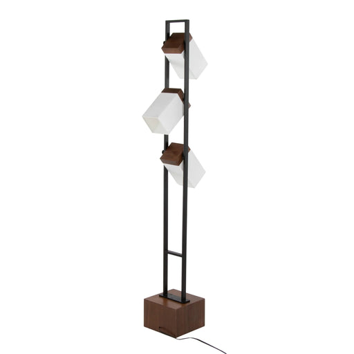 Bento 67.5' Contemporary Metal Floor Lamp in Black Metal and Walnut Wood with White Shade by LumiSource Default -DTYStore