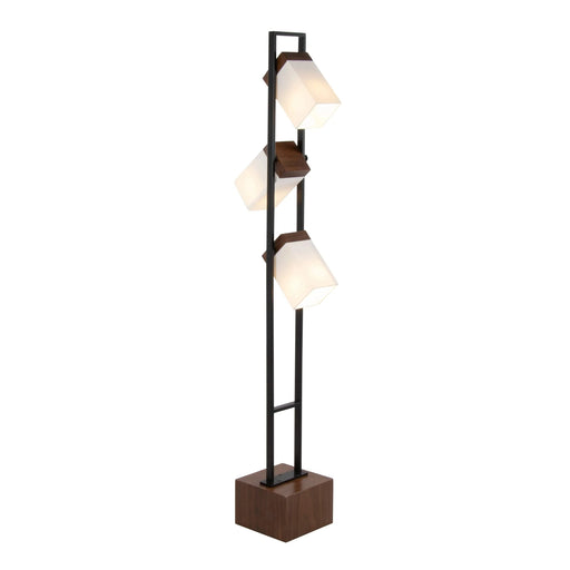 Bento 67.5' Contemporary Metal Floor Lamp in Black Metal and Walnut Wood with White Shade by LumiSource Default -DTYStore