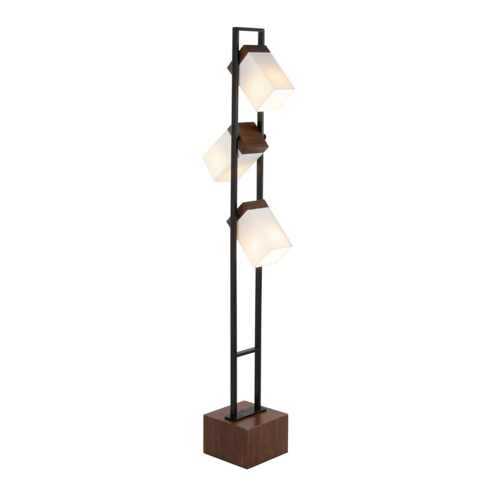 Bento 67.5' Contemporary Metal Floor Lamp in Black Metal and Walnut Wood with White Shade by LumiSource Default -DTYStore