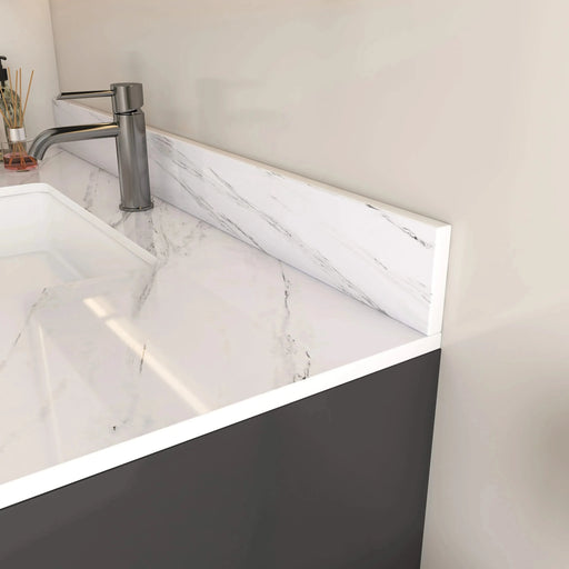 Bianco Carrara Venato 43 Inch Marble Vanity Top with 1 Pre-drilled Faucet Hole, White Sintered Stone Bathroom Vanity Top with Undermount Rectangular Sink and 4' Backsplash Default -DTYStore