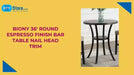 Biony 36' Round Espresso Finish Bar Table Nail Head Trim Default -DTYStore