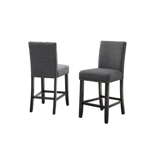 Biony Gray Fabric Counter Height Stools with Nailhead Trim, Set of 2 Default -DTYStore