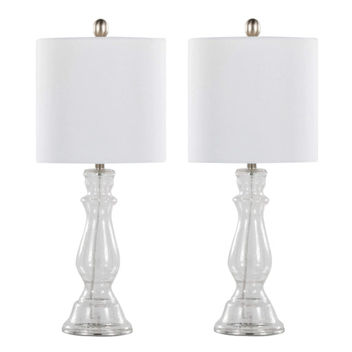 Bishop 24' Contemporary Glass Table Lamp in Clear Seeded Glass, Brushed Nickel and White Linen Shade from Grandview Gallery by LumiSource - Set of 2 Default -DTYStore