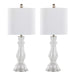 Bishop 24' Contemporary Glass Table Lamp in Clear Seeded Glass, Brushed Nickel and White Linen Shade from Grandview Gallery by LumiSource - Set of 2 Default -DTYStore