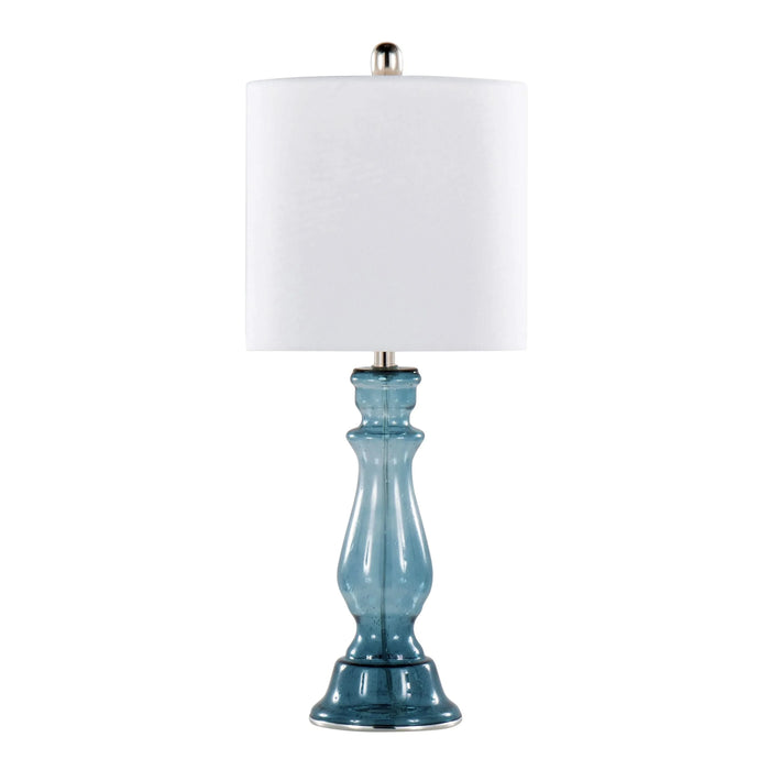 Bishop 25' Contemporary Glass Table Lamp in Clear Angel Blue Seeded Glass, Polished Nickel and White Linen Shade from Grandview Gallery by LumiSource - Set of 2 Default -DTYStore