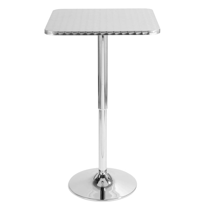 Bistro Contemporary Adjustable Square Bar Table in Silver by LumiSource Default -DTYStore