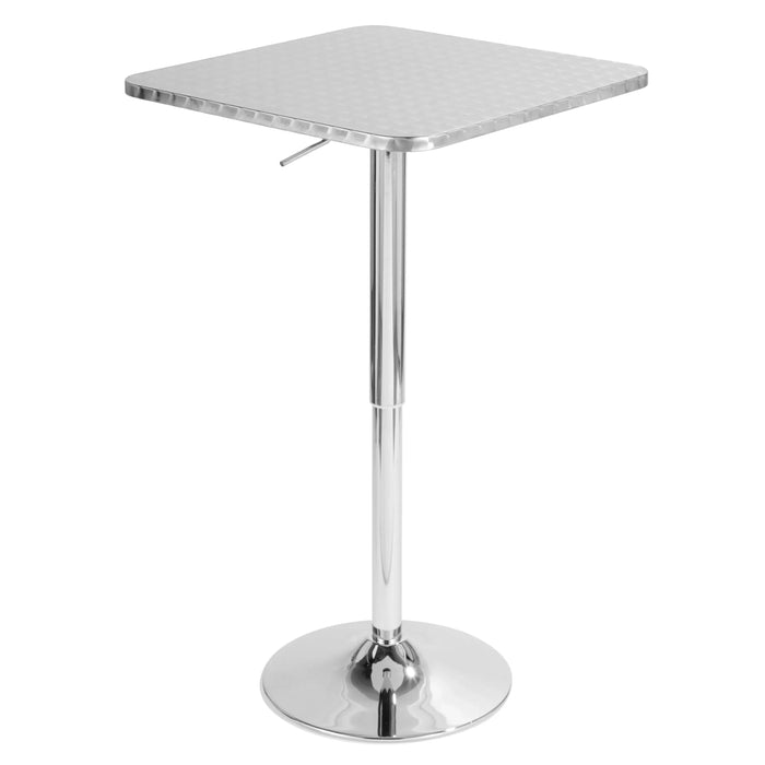 Bistro Contemporary Adjustable Square Bar Table in Silver by LumiSource Default -DTYStore