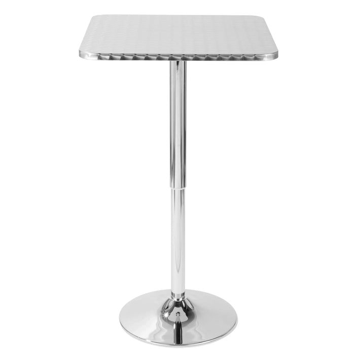 Bistro Contemporary Adjustable Square Bar Table in Silver by LumiSource Default -DTYStore