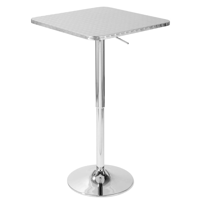 Bistro Contemporary Adjustable Square Bar Table in Silver by LumiSource Default -DTYStore