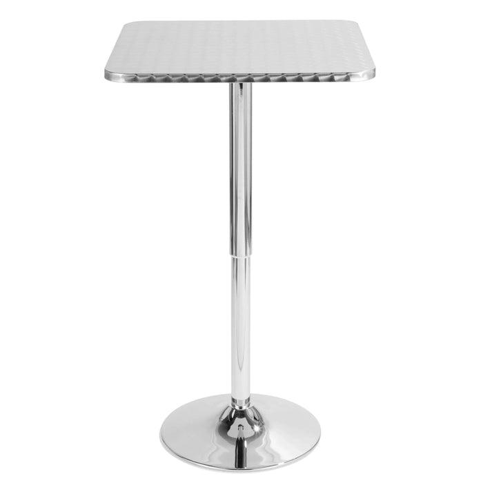 Bistro Contemporary Adjustable Square Bar Table in Silver by LumiSource Default -DTYStore