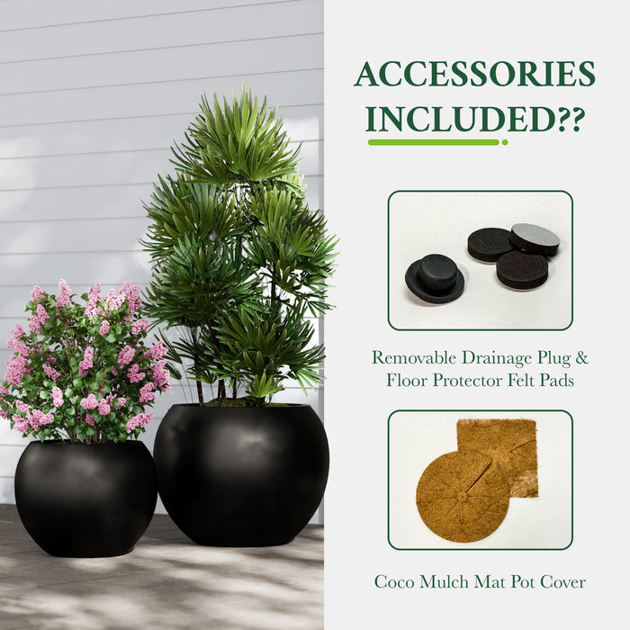 Mount Sherman Sculptural Fiberstone Planter With Open Sphere Top Design