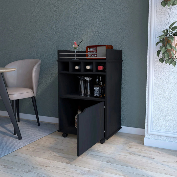 Black 1-Door Bar Cart Default -DTYStore