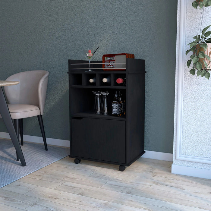 Black 1-Door Bar Cart Default -DTYStore