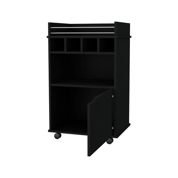 Black 1-Door Bar Cart Default -DTYStore