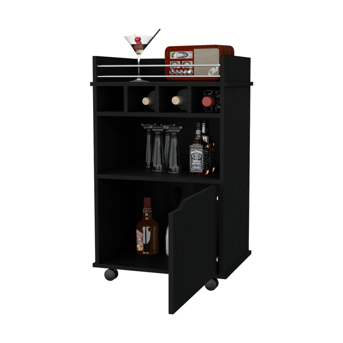 Black 1-Door Bar Cart Default -DTYStore