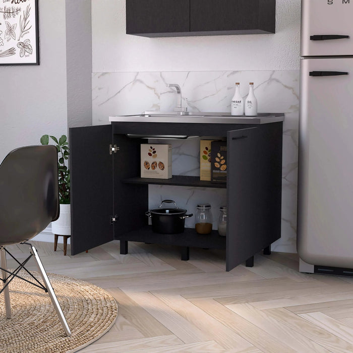 Black 2 Utility Sink and Cabinet Default -DTYStore