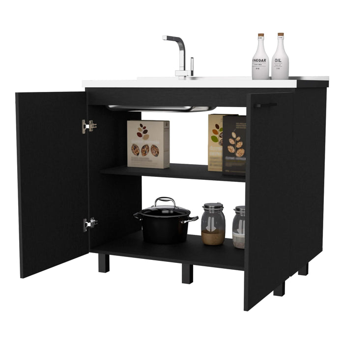 Black 2 Utility Sink and Cabinet Default -DTYStore