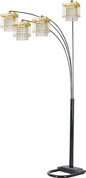 Black 4-SQUARE SHADE CRYSTAL INSPIRED ARCH FLOOR LAMP Default -DTYStore