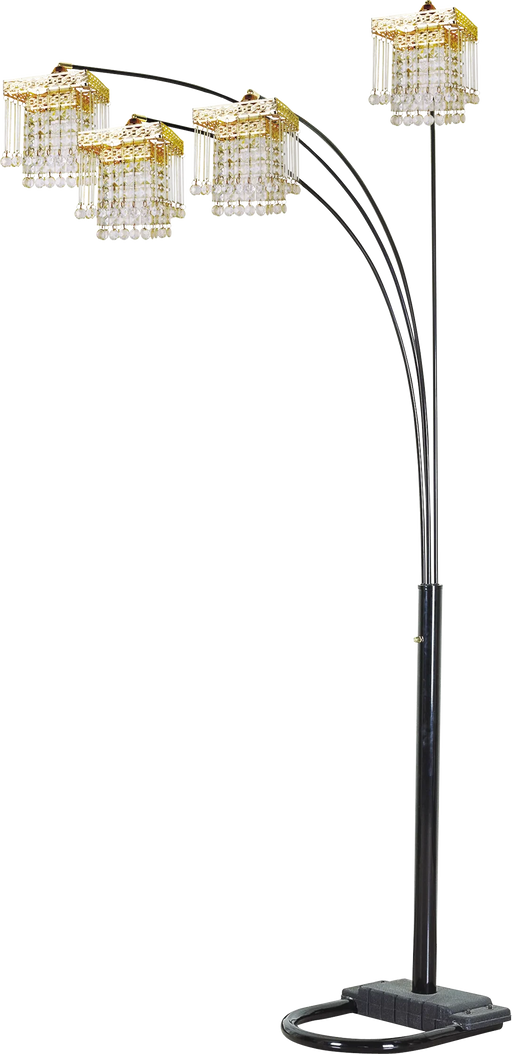 Black 4-SQUARE SHADE CRYSTAL INSPIRED ARCH FLOOR LAMP Default -DTYStore
