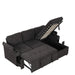 Black Convertible L-shaped Sofa Couch with Storage, Cup Holders, USB Ports, Chenille Fabric, 83.5' Default -DTYStore