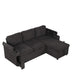 Black Convertible L-shaped Sofa Couch with Storage, Cup Holders, USB Ports, Chenille Fabric, 83.5' Default -DTYStore