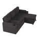 Black Convertible L-shaped Sofa Couch with Storage, Cup Holders, USB Ports, Chenille Fabric, 83.5' Default -DTYStore