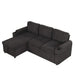 Black Convertible L-shaped Sofa Couch with Storage, Cup Holders, USB Ports, Chenille Fabric, 83.5' Default -DTYStore