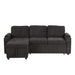 Black Convertible L-shaped Sofa Couch with Storage, Cup Holders, USB Ports, Chenille Fabric, 83.5' Default -DTYStore