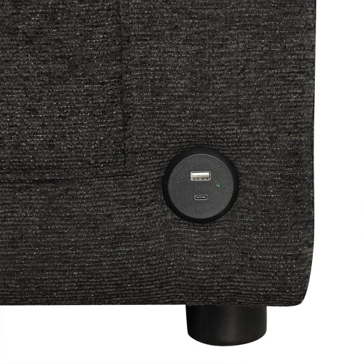 Black Convertible L-shaped Sofa Couch with Storage, Cup Holders, USB Ports, Chenille Fabric, 83.5' Default -DTYStore